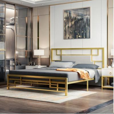 China (New Design Others) 2021 Bedroom Furniture Gold Soft Bed Adjustable European Stylish Modern Iron Frame for sale