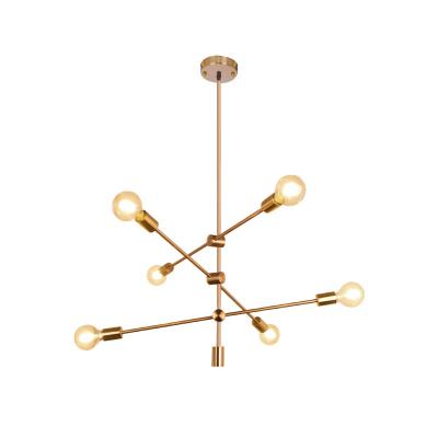 China Modern Gold Color 6 Bulb Semi Flush Mount Decorative Modern Ceiling Light Lamp For Living Room for sale