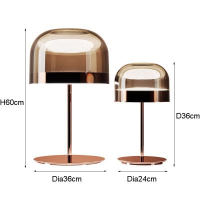 China Modern Hot Sale High Quality Indoor Gold Color Metal Glass Through Modern Led Table Desk Lamp for sale