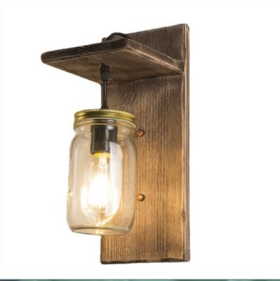 China Farmhouse American Country Style Replace Light Bulb Vintage Wall Lights Wooden Wall Sconce For Household Decoration for sale