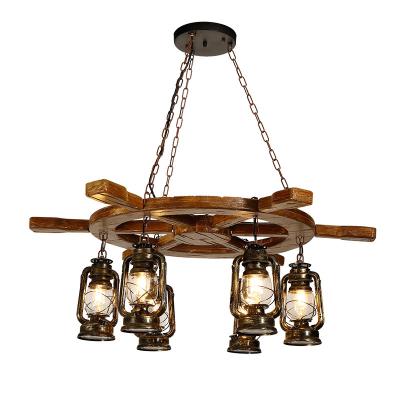 China Large Size Ship Rudder Rudder Mid Century Rustic Wood Hanging Pendant Lamps Wooden Ceiling Lamp For Castle for sale