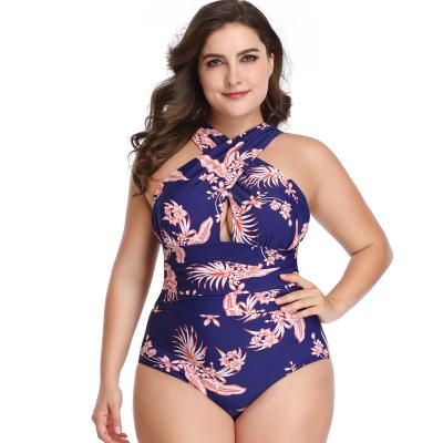 China Women's Swimsuit Plus Size Front Cross Backless Tummy Control One Piece Bikini Plus Size Bathing Suit Plus Size Swimwear for sale