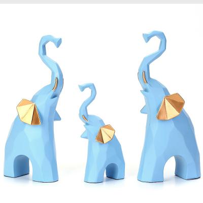 China Multicolor Elephant Sculpture Of Three Abstract Europe Nordic Style Resin Geometry for sale