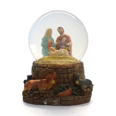 China Europe Customized Cheap Religion Glitter Snow Globe Holy Family Snow Ball for sale