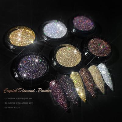 China Aurora Nail Glitters 6 Colors Party Exquisite Sparkle Powder Glitter Nail Polish Diamond Crystal Powder for sale