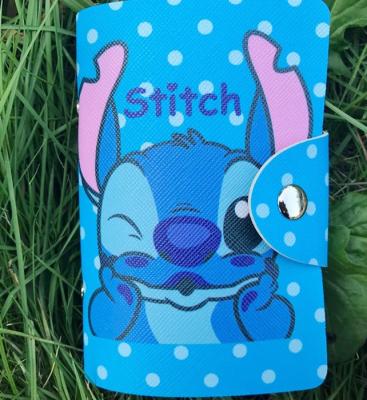 China Card Holders New 009 Cartoon Stitch Dog PU Button Bank White Card Storage for sale