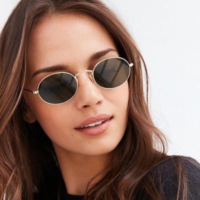 China New Retro Small Metal Sunglasses Fashion Steampunk Frame Luxury Vintage Women Sunglasses Men Oval Sun Glasses for sale