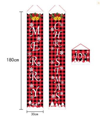 China New red lively atmosphere Christmas decorations and hanging layout of the European and American door party atmosphere black pull flag curtain lattice for sale