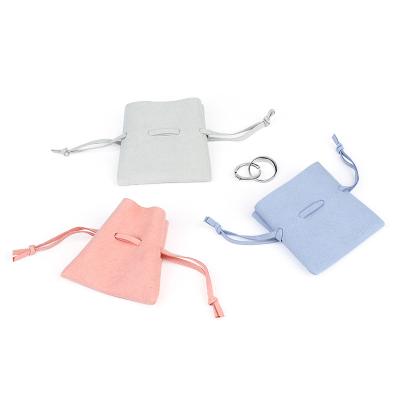 China Handmade Jewellry Shop Jewellry Store OEM Custom Printed White Logo PU Leather Small Pocket Bag Mini Size Packaging Drawstring Bracelet With Insert for sale