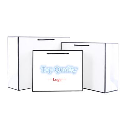 China Hongxi Art White Large Retail Custom Recyclable Recyclable Printed Paper Bag Custom Made Package Clothing Store Shopping Gift With Logo Handle for sale