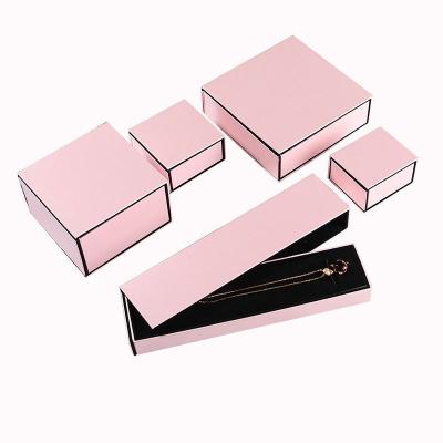 China Factory Unique Design Eco-friendly Customized Logo Jewelry Paper Box Pink Fancy Jewelry Box for sale