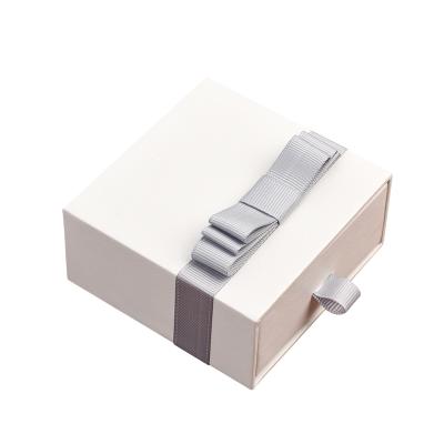 China Factory Wholesale White Cardboard Jewelry Paper Box Drawer Jewelry Packaging Box Eco-friendly With Ribbon for sale