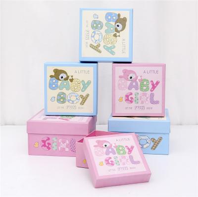 China Wholesale Recyclable Boby Girl Gift Box Baby Blue Rose Printing Paper Box Baby Shower Gifts For Gift Baby for sale