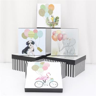 China Recyclable Lovely New Factory Design Handmade Animal Happy Birthday Gift Paper Box With Paper Bag for sale