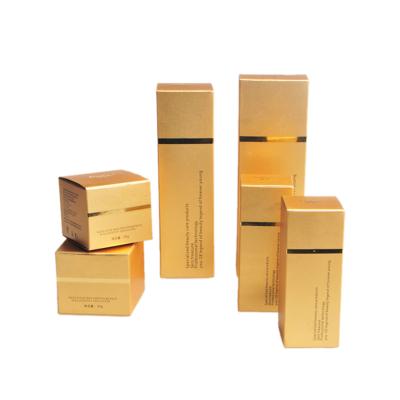 China Custom Recyclable Luxury Gold Color Design Cosmetic Packaging Paper Box Cheap Cosmetic Packaging Paper Box for sale