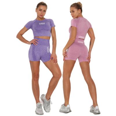 China 2 Piece Women Fitness Gym Wear Sportswear Workout Clothing Breathable Custom Seamless Yoga Set for sale