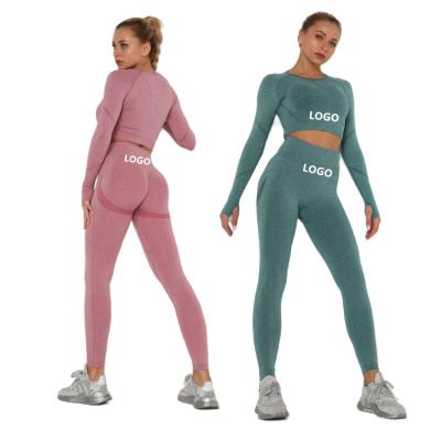 China Breathable 2 Piece Autumn Long Sleeve ropa deportiva para mujer yoga leggings women sets clothing sports gym fitness workout sets for sale