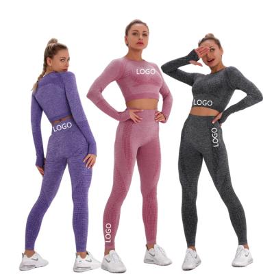 China New Breathable 2 Piece Set Seamless Women Butt Lifter Jumpsuit Yoga Fitness Gym Wear Clothes for sale