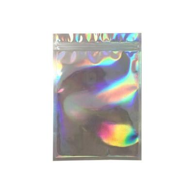 China Low Moq Moisture Proof Printed Holographic Foil Hologram Plastic Mylar Packaging Laser Hologram Bags With Zipper for sale