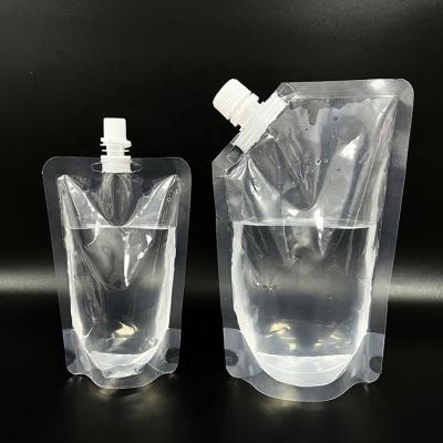 China Manufacturer Moisture Proof Custom Printing Food Grade Plastic Transparent Liquid Holder Up Spout Pouch Disposable Drinking Water Bag for sale