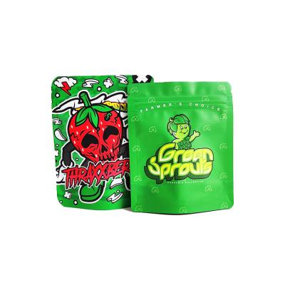 China Moisture Proof Custom Printed Small Stand 3.5 Up Pouch Smell Proof Packaging Mylar Ziplock Bags for sale