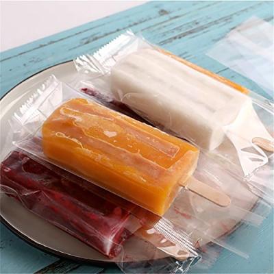 China Custom Moisture Proof Bags With Logo Back Sealing Transparent Bag Frozen Food Popsicle Ice Cream Packaging for sale