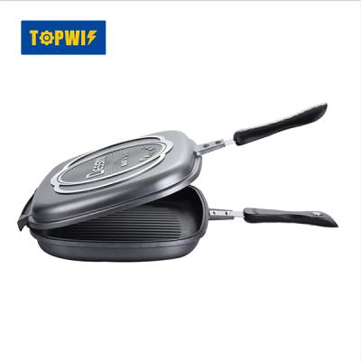 China Sustainable Cheaper Aluminum Die Cast Nonstick Aluminum Square Double Side Grill Pan Frying Pan for sale