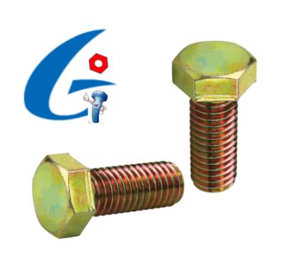 China DIN933 Flat High Tensile Yellow Galvanized Hex Bolts Full Thread And Hex Screw for sale