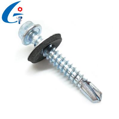 China DIN7504K HEX Flange Head Self Drilling Screw with epdm /pvc (rubber) gasket for sale