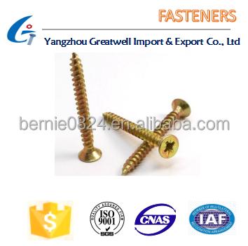 China Flat Yellow Galvanized Chipboard Flat Head Screw for sale