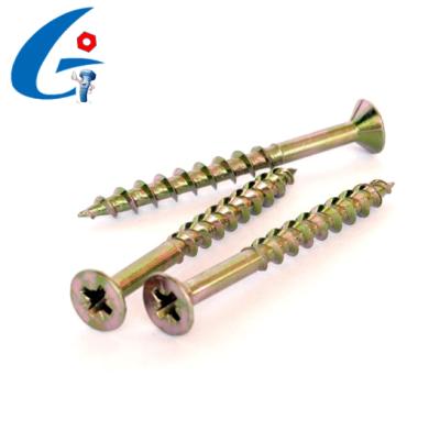 China Zinc Pozi Drive CSK Countersunk Flat Yellow Chipboard Head Screws for sale