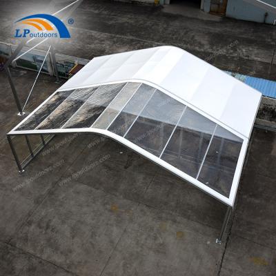 China 12m width 12x40m span luxury arcum tent clear roof cover with glass door for parties for sale