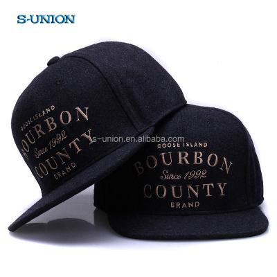 China Customized Wholesale COMMON S-UNION Embroidery Letter Wool Flat Brim Felt Winter Snapback Caps Hats for sale