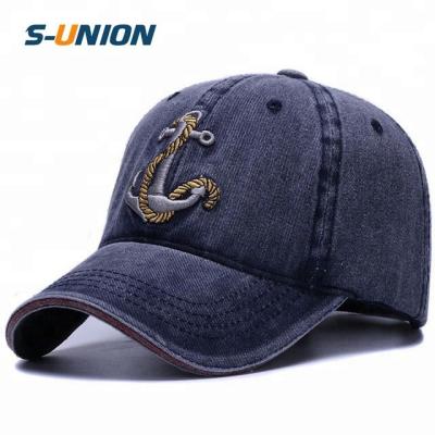 China S-UNION 3D Embroidery JOINT Anchor Curved Cotton Sports Dad Hats For Mens Womens for sale