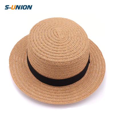 China Wholesale Ladies Cheap Simple Flat Short Summer Character Brim Paper Straw Hats For Women for sale