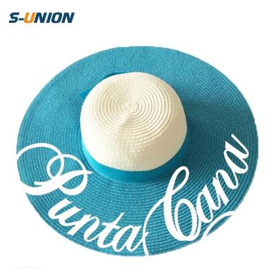 China Wholesale Custom Character Printed Sombrero Elegant Big Brim Beach Sun Hat Ladies Summer Floppy Straw Hats For Women for sale