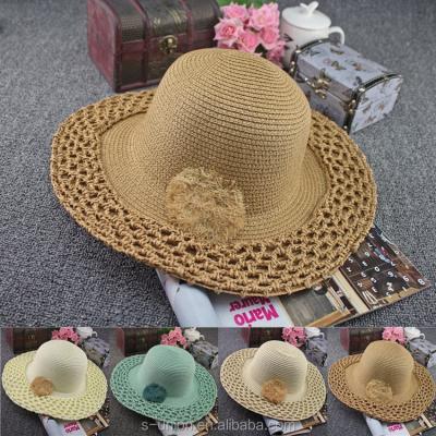 China 2015 New Fancy Summer Vacation Styles Beach Straw Sun Striped Hand Made Hat Crochet Camel Lady Straw Hat Women (SU-SSH120) for sale