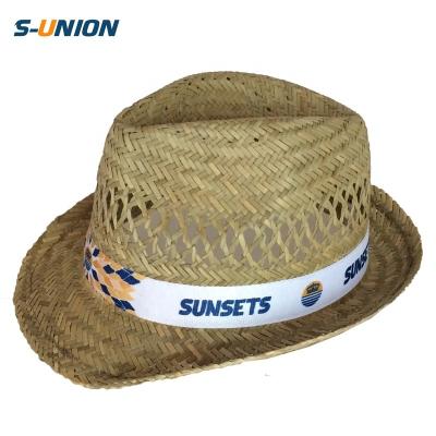 China Fedora hats wholesale Chinese cheap promotion simple natural straw straw men's fresh brim sun hat wholesale for sale