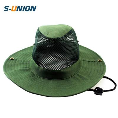 China Wholesale Custom Outdoor Picture Hat White Military Bush Mesh Fishing Bucket Hat With String for sale