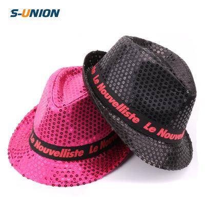 China Verified Cheap Black Personalized Birthday Glitter Caps Custom Red Mens Kids Gold Funny Led Light Up Sequin Felted Hat Party Flashing Hats for sale