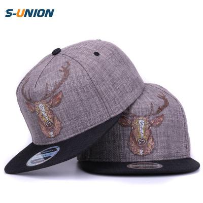 China S-UNION JOINT high quality canvas baseball caps embossed elk snapback hat bone gorras deer hip hop lucky hat for sale