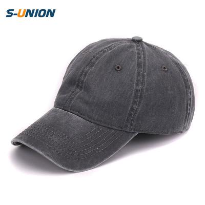 China COMMON Plain Dyed Sand Washed 100% Cotton Hat Blank Baseball Cap Plain Sports Soft Hat and Hat for Men and Women Vintage Dad Hats for sale