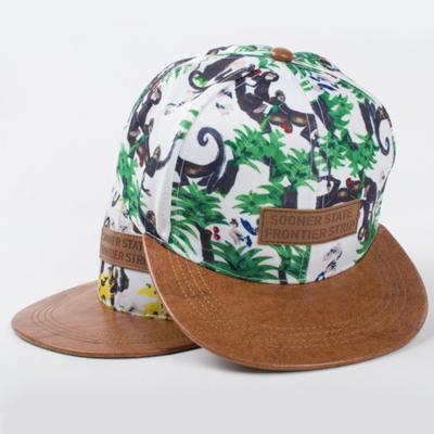 China New Arrivals Summer Styles COMMON Snapback Hats With Material Monkey Leather Print Label Boys Hip Hop Bone (SU-HPS104) for sale