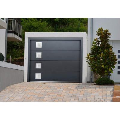 China USA Manufacturer of Electric Sliding Garage Door with Aluminum Alloy Flat Panel Filled and Foam Open Perspective Window for sale