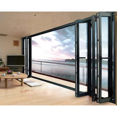 China 20 Years Warranty Modern Outdoor Patio Wholesale Aluminum Glass Stack Black Folding Bifold Door In China for sale