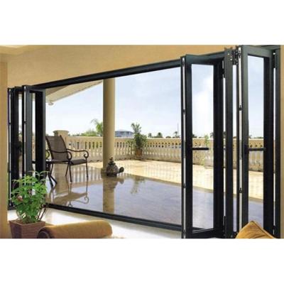 China Custom Modern Kitchen Accordion Low-E Aluminum Folding Glass Bi Fold Doors For Conservatory for sale