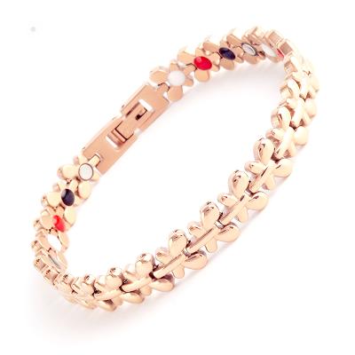 China Poya TRENDY Butterfly Shape Chain 4 in 1 Organic Health Care Germanium Far Infrared Magnetic Bracelet for Women for sale