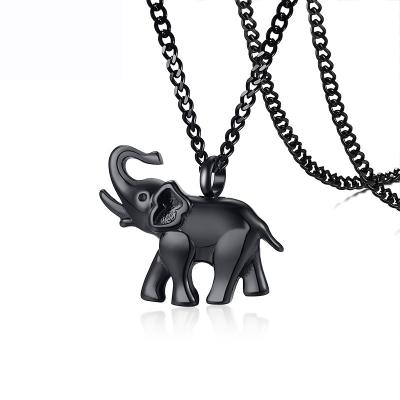 China Poya Pendant Necklace Stainless Steel Cremation Urn Elephant Memorial Pendant FASHIONABLE Black Silver Keepsake For Ashes for sale