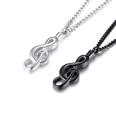 China FASHIONABLE Poya Stainless Steel Black Silver Memorial Crems Urn Keepsake Sublimation Music Note Necklace With Filling Tool for sale