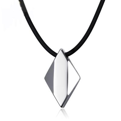 China TRENDY Custom Poya Logo Name Simple Faceted Style Rhombus Shape Pendant For Women Men Necklace for sale